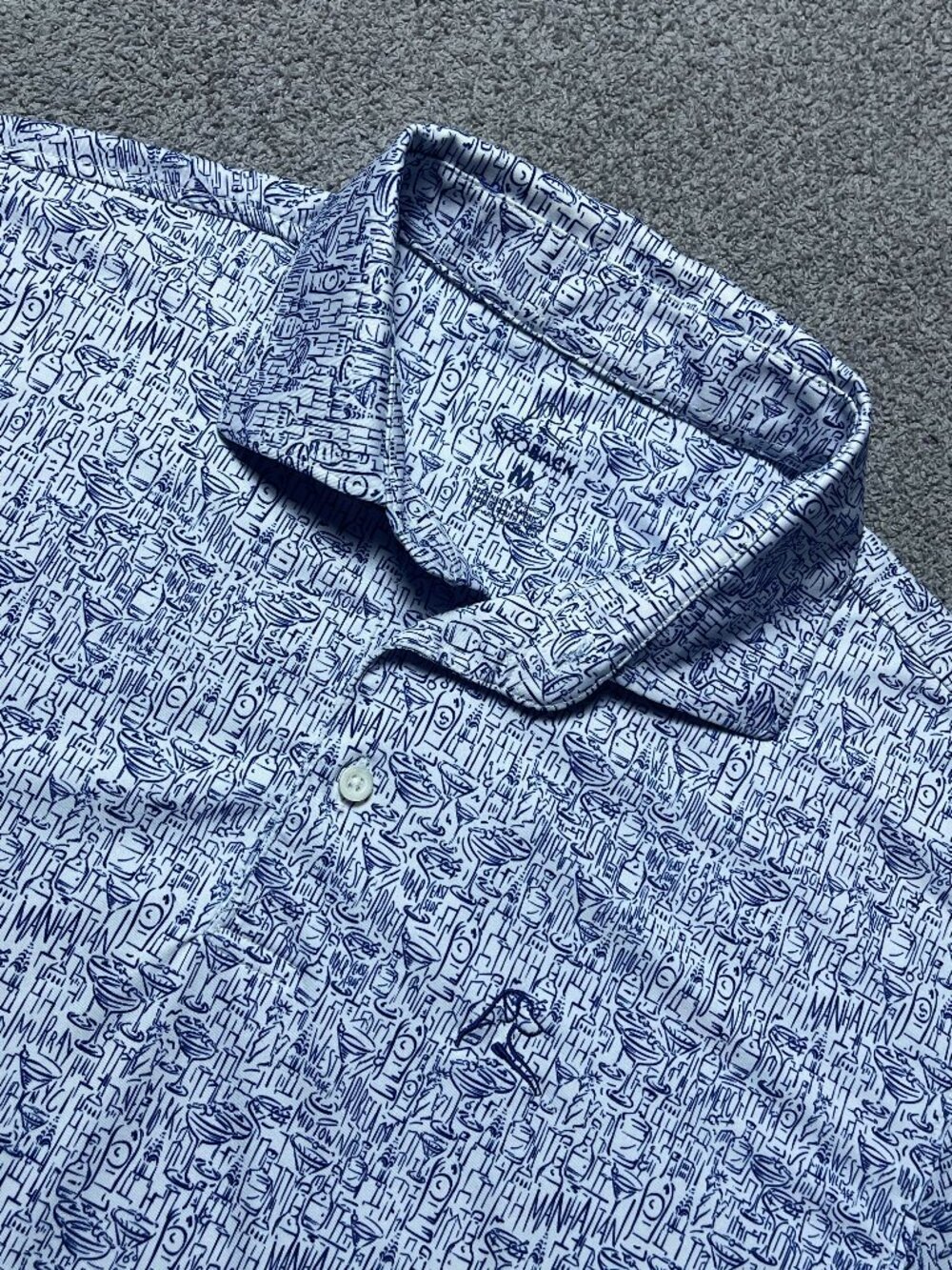 Rhoback Polo Performance Stretch Shirt Golf NYC Manhattan Men's Medium